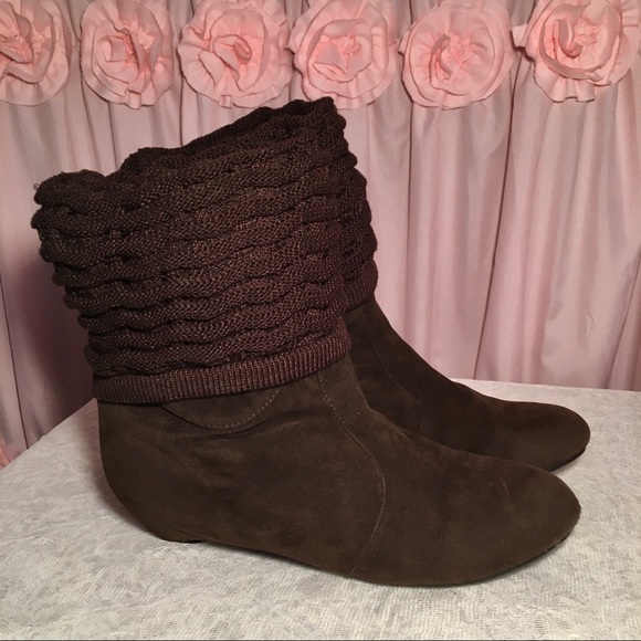 Shoes - Brown Suede Crochet Boots